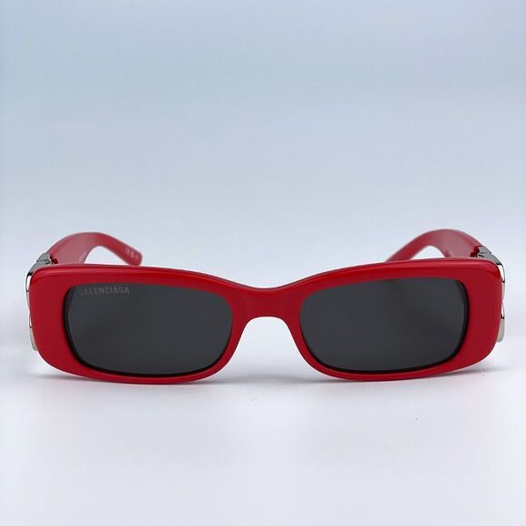 NEW Balenciaga BB0096S 015 Red Silver Logo Rectangle Unisex Sunglasses - Picture 6 of 13